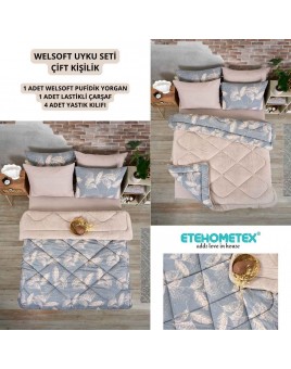 ETE HOMETEX ÇİFT KİŞİLİK WELSOFT UYKU SETİ ARİNA BEJ 8696474231976